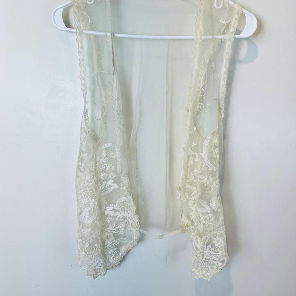 Vintage Cream Embroidered Lace Vest S/M